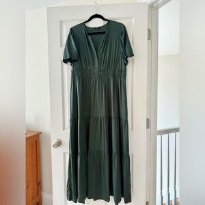 Quince Washable Stretch Silk Tiered Maxi Dress